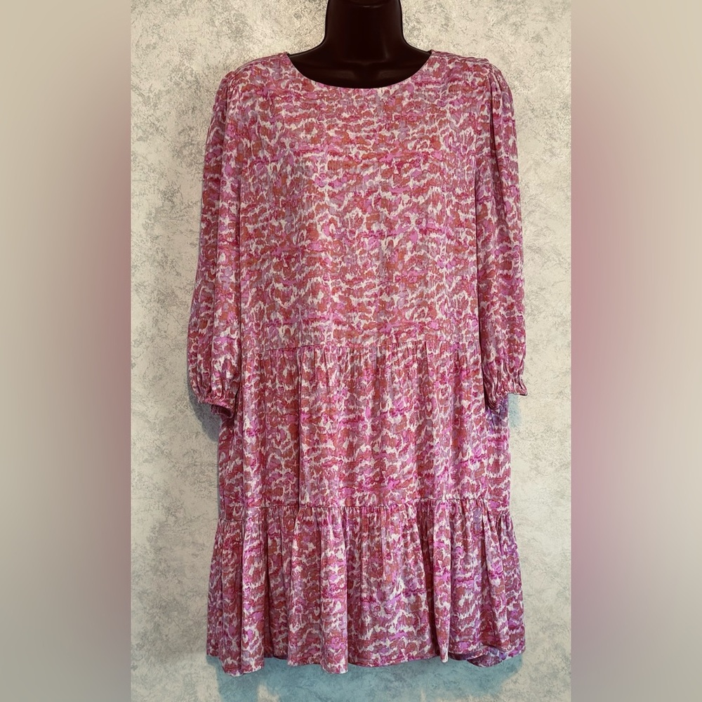 Impressions Women Small Baby Doll Flowy Dress Cottagecore Pink Orange Splash